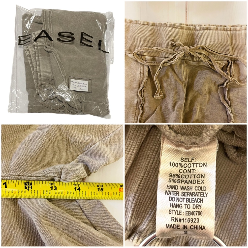 Easel Mineral Wash Mushroom Palazzo Pants S - Picture 12 of 16